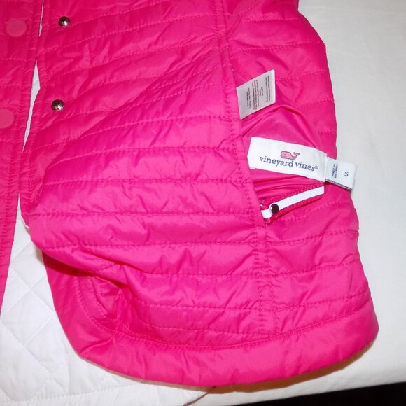 VINEYARD VINES Hot Pink White Reversible Performance Vest Small Quilted Puffer - Picture 8 of 8